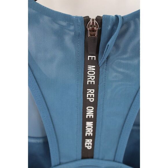 ZYIA Active Sports Bra XS Blue All Star Zip Back One More Rep Mesh Panel Padded - Picture 7 of 9